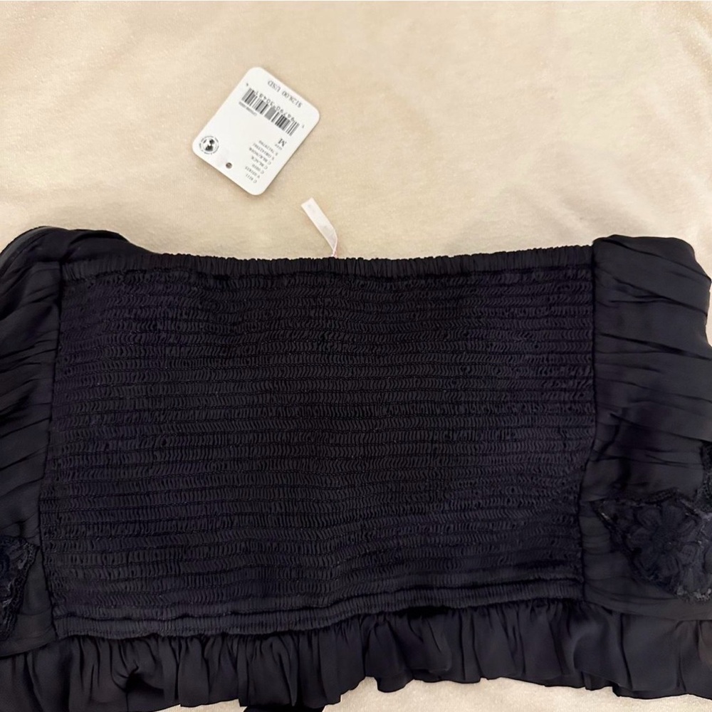 Free people Aurelia silky corset top - black lace up ribbon, floral embroidery - Picture 7 of 9